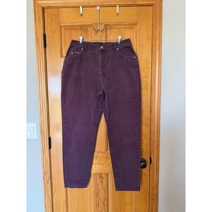 Vintage Lee High Waisted Mom Jeans Purple Plum Tapered Leg Made in USA Womens 18